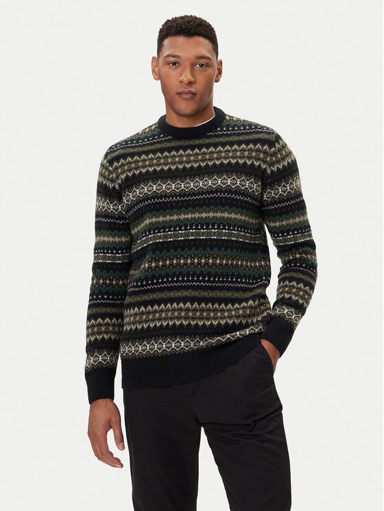 Barbour Barbour Sweater Case Fair MKN1027BK52 Fekete Regular Fit
