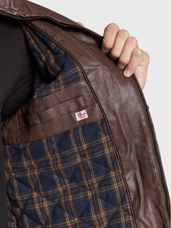 Giacca in similpelle M-3020-JAC116 Marrone Regular...