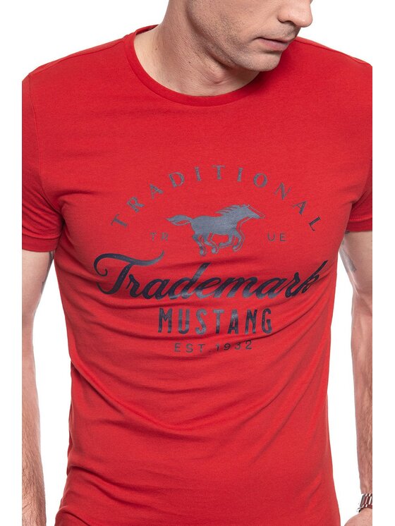 Mustang Mustang T-shirt AARON C PRINT Rosso Slim Fit