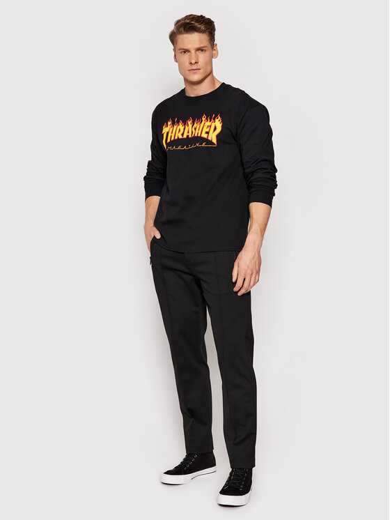 Thrasher Longsleeve Flame Nero Regular Fit Modivo