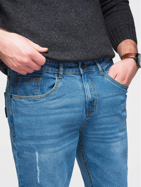 Ombre Ombre Jeansy OM-PADP-0241 Niebieski Regular Fit