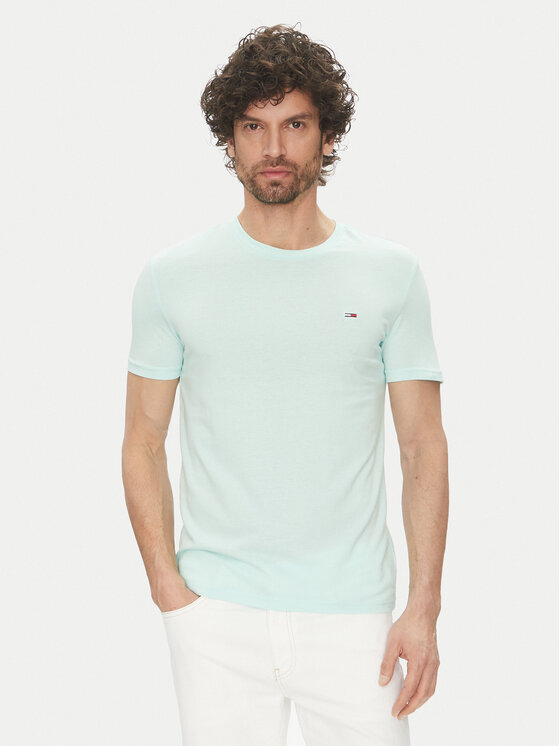 Tommy Jeans Tričko DM0DM20363 Zelená Slim Fit