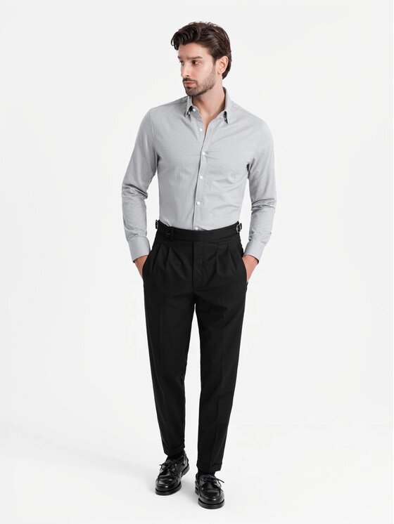 Ombre Ombre Košile OM-SHCS-0175 Šedá Slim Fit
