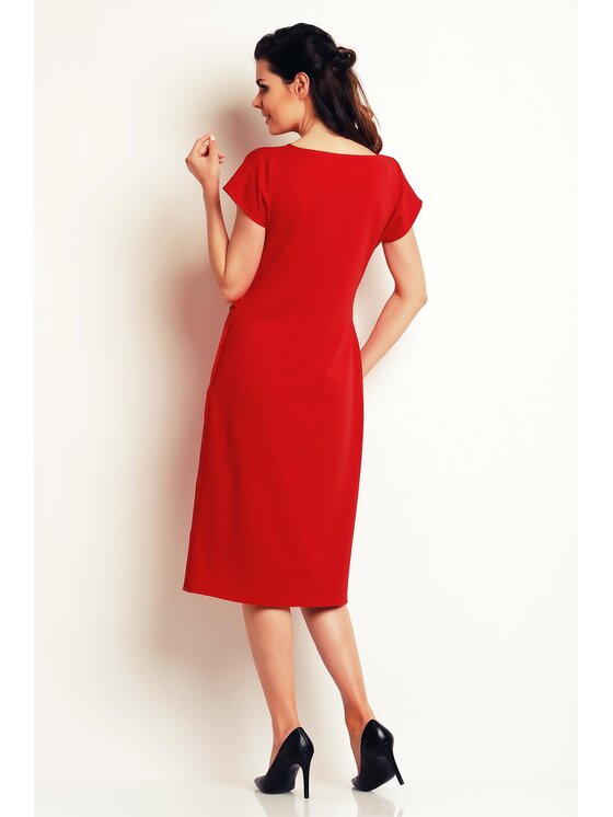 Awama Awama Sukienka letnia A142 Czerwony Basic Fit