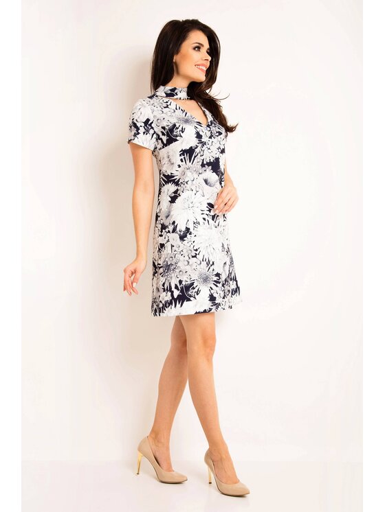 Awama Awama Sukienka letnia A171 Granatowy Basic Fit