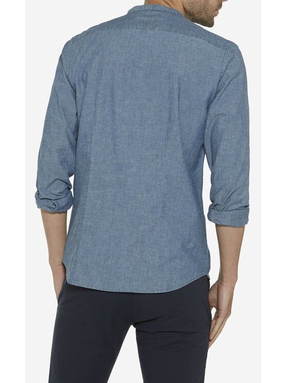 Wrangler Wrangler Camicia 1PKT GRANDAD SHIRT Blu Slim Fit