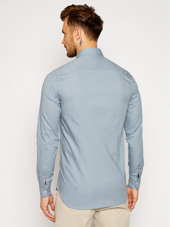 Tommy Hilfiger Hemd Micro Print MW0MW15046 Blau Slim Fit