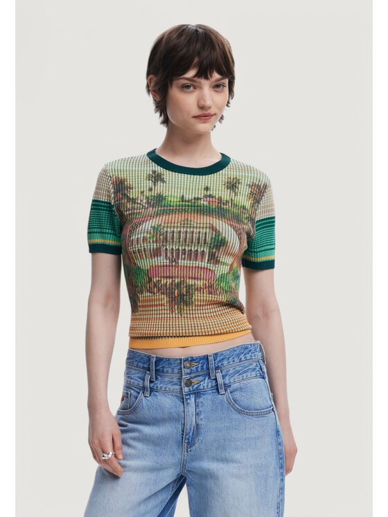 Desigual Desigual T-Shirt TS_AFRICA Πράσινο Shirt Fit