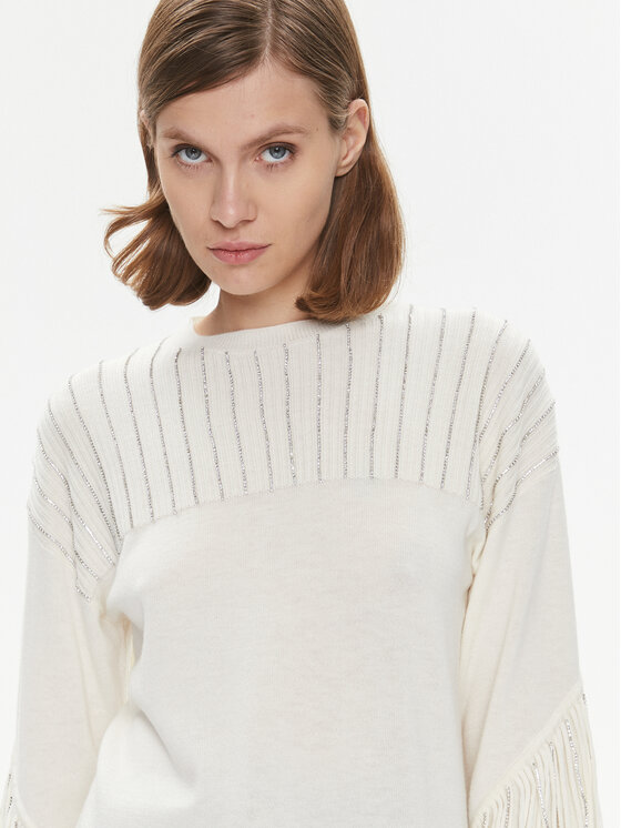 PINKO Pinko Sweter Libellula 102082 A19L Écru Regular Fit