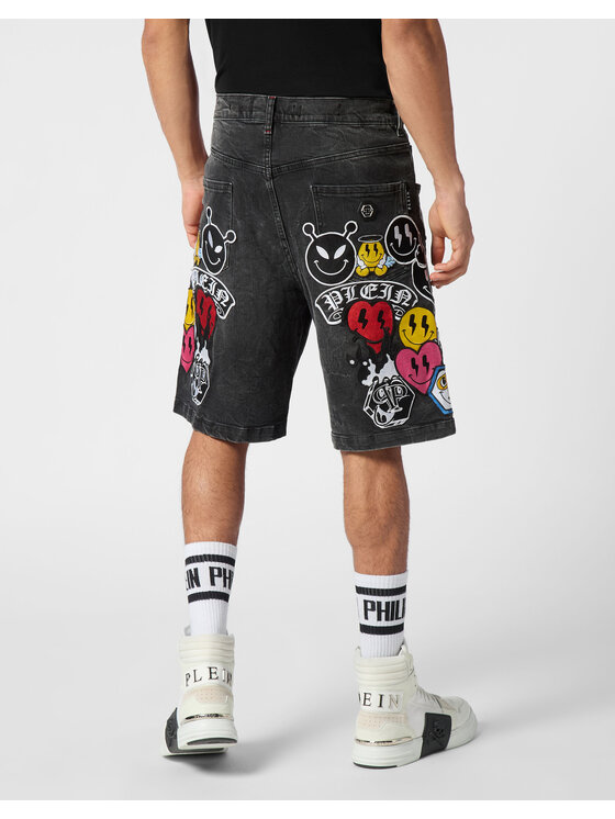 PHILIPP PLEIN PHILIPP PLEIN Pantaloncini di jeans 22649 Grigio Loose Fit