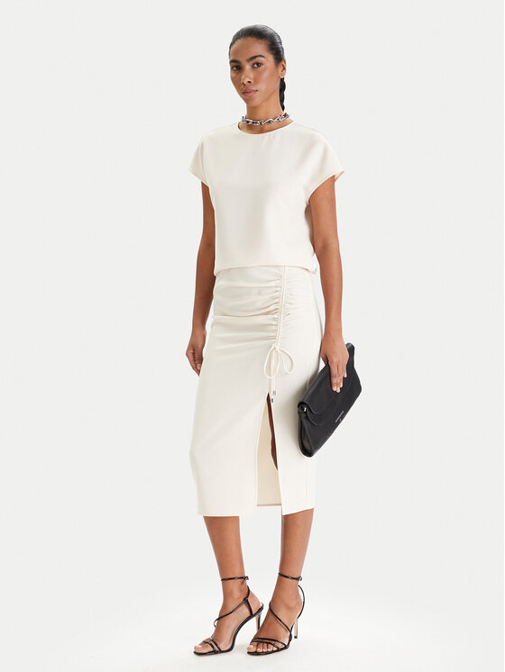 Patrizia Pepe Patrizia Pepe Spódnica midi 8G0530/A701-W409 Écru Regular Fit