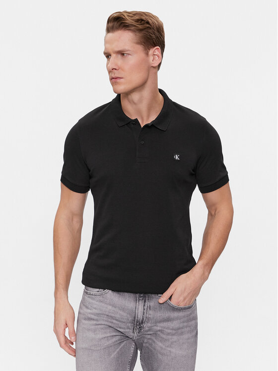 Calvin Klein Jeans Polo Majica Embro Badge J30J325269 Črna Slim Fit