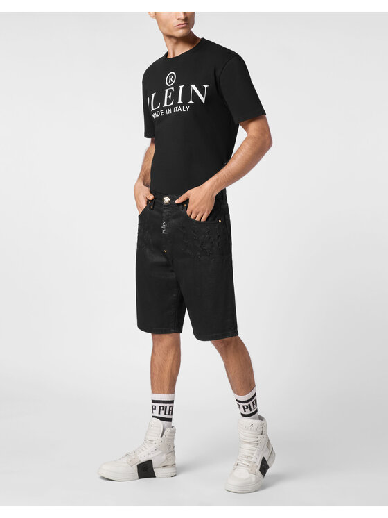 PHILIPP PLEIN PHILIPP PLEIN Pantaloncini di jeans 9605 Nero Loose Fit