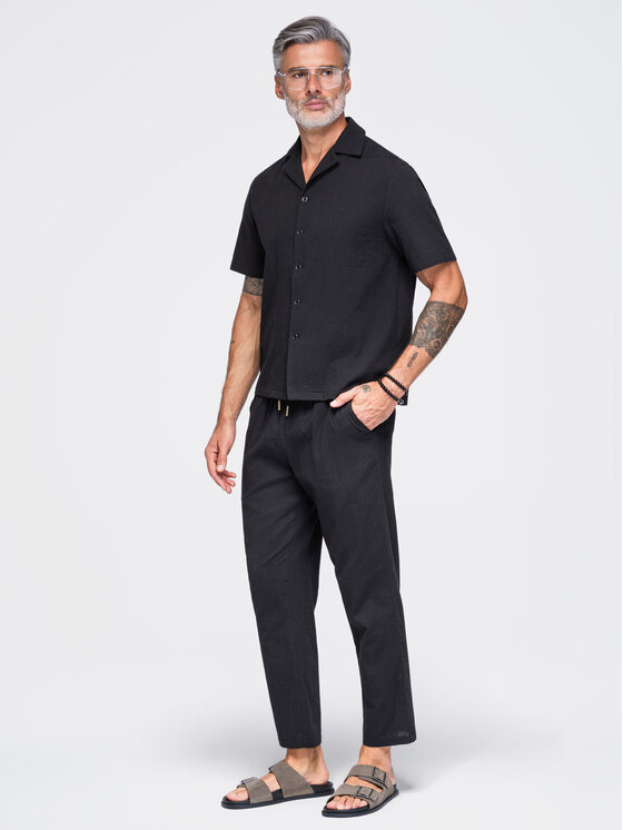 Ombre Ombre Spodnie materiałowe OM-PACP-0312 Czarny Regular Fit
