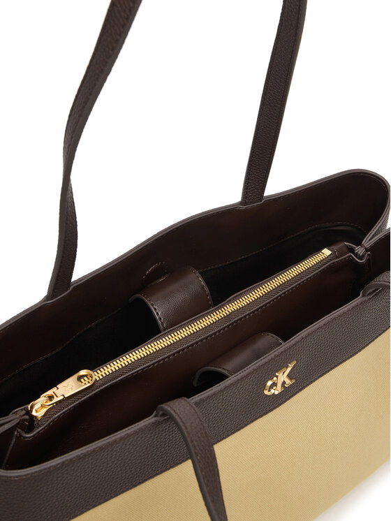 Calvin Klein Calvin Klein Torebka Ck Canvas Medium Tote LV04F3503G Beżowy