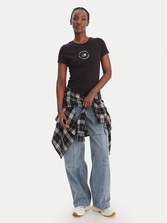 Tommy Jeans Tommy Jeans Póló DW0DW22273 Fekete Slim Fit