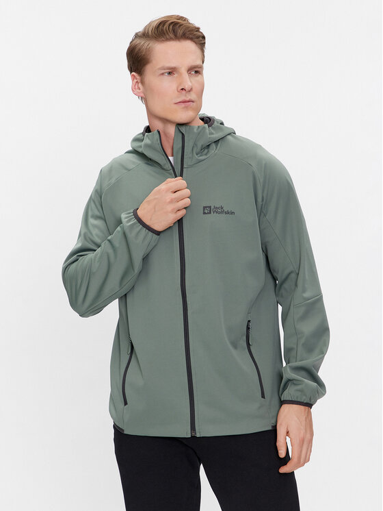 Jack Wolfskin Softshell jaka Feldberg Hoody 1306922 Zaļš Regular Fit