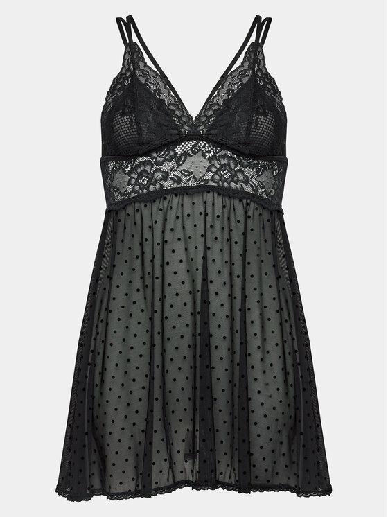 Hunkemöller Hunkemöller Nočna srajca Beatriz 169282 Črna Feminine Fit