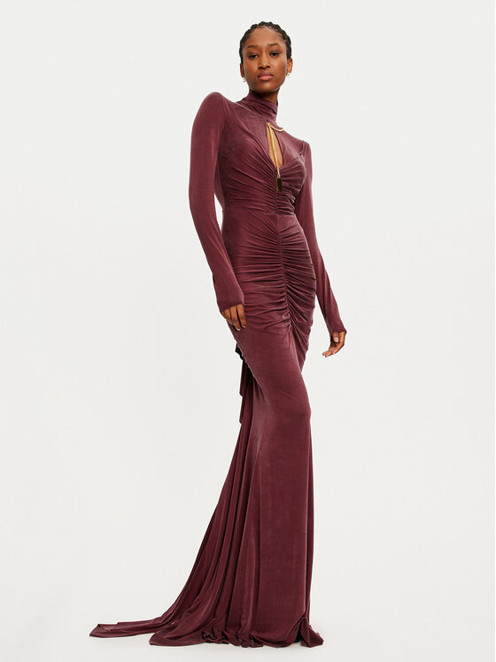 Elisabetta Franchi Večerné šaty AB-616-46E1-V800 Bordová Regular Fit