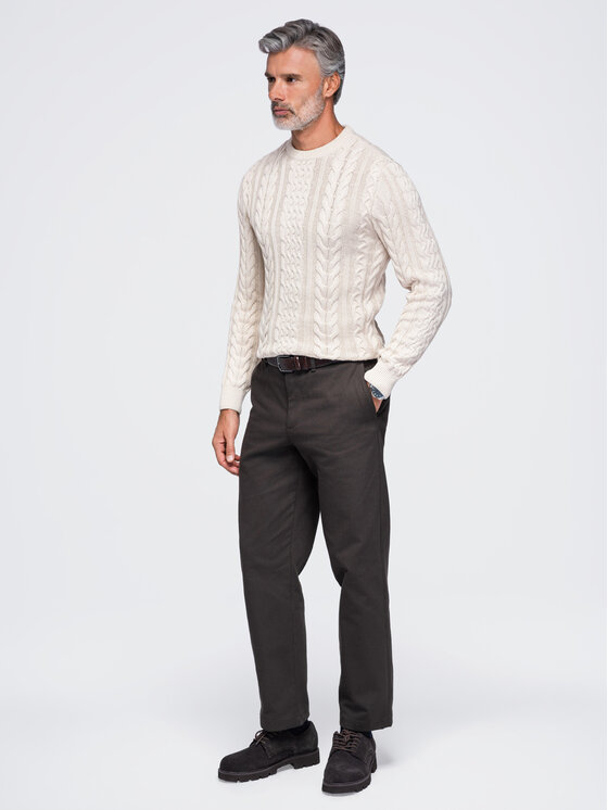 Ombre Ombre Sweter OM-SWSW-0191 Biały Regular Fit