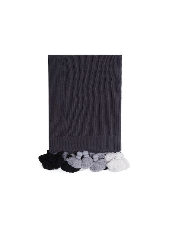 White pocket White pocket Narzuta na łóżko z frędzlami Szary