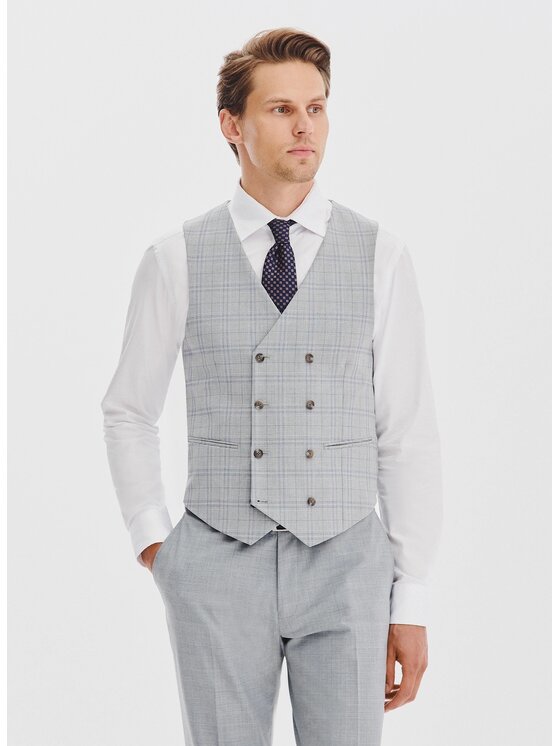 Pako Lorente Pako Lorente Kamizelka garniturowa P25WF-8X-001 Szary Slim Fit
