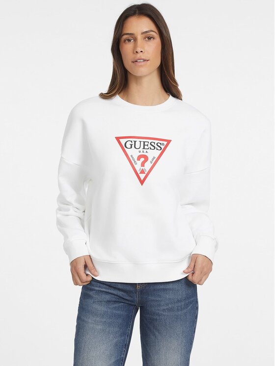 Guess Jeans Guess Jeans Bluza W4YQ00 KC811 Biały Relaxed Fit
