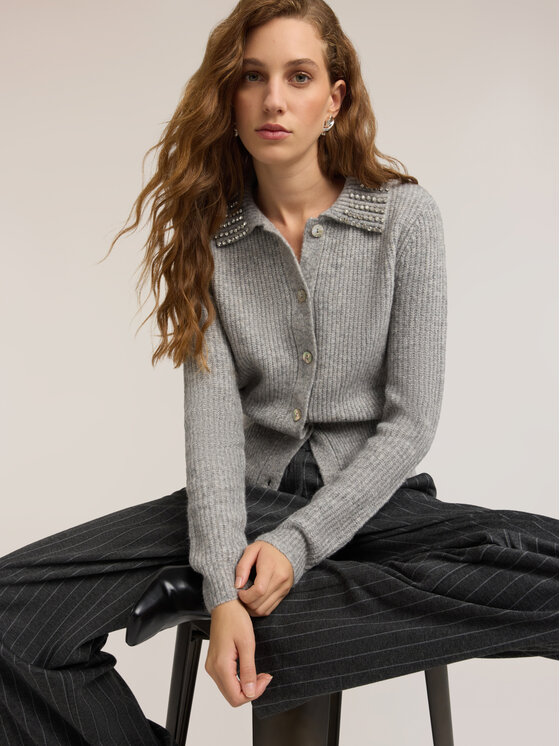 Motivi Motivi Cardigan M575W004293N013 Grigio Regular Fit
