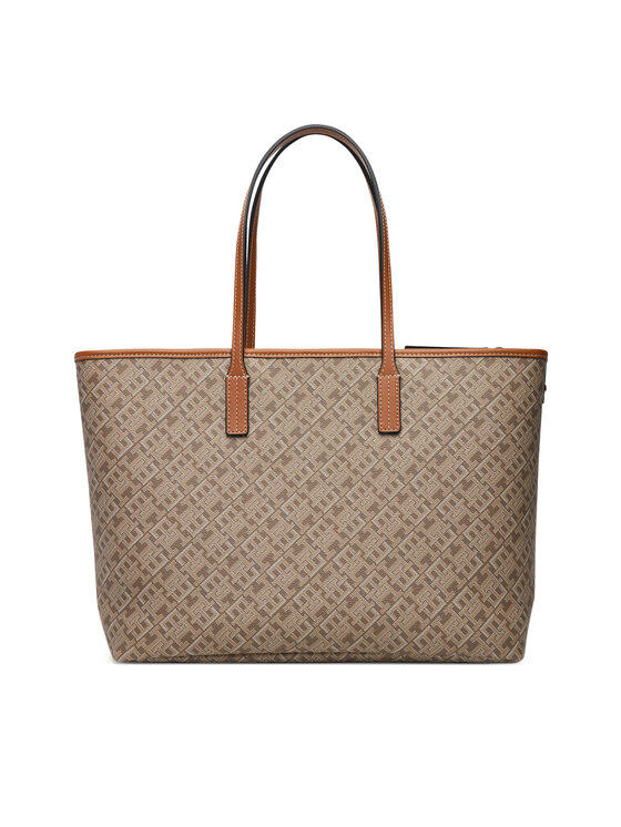 Tommy Hilfiger Tommy Hilfiger Geantă Th Monoplay Leather Tote AW0AW17416 Bej deschis