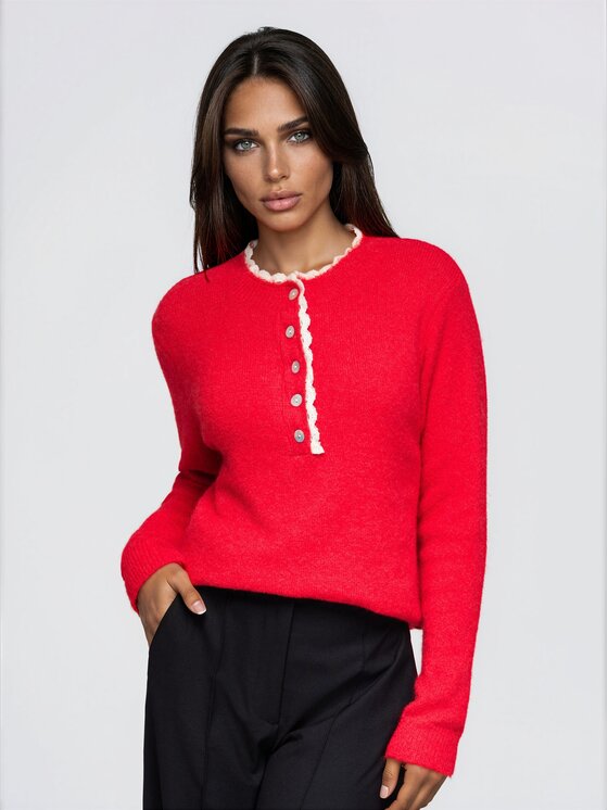 Ombre Ombre Svetr OW-SW-E0042 Červená Regular Fit