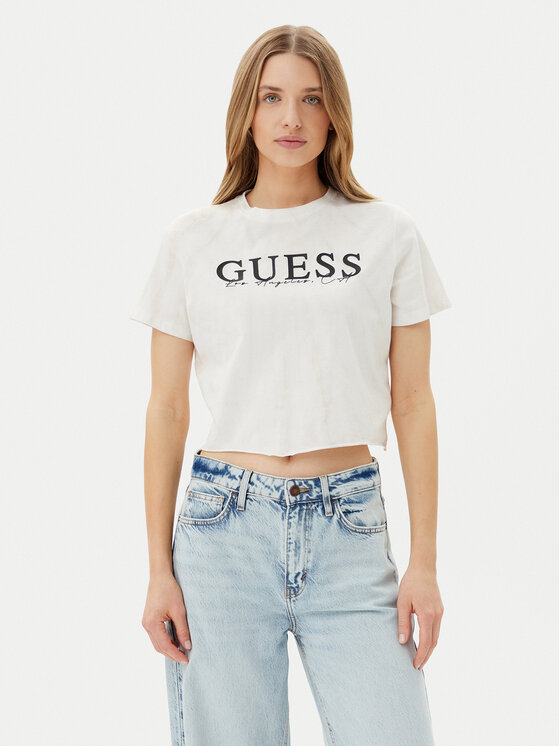 Guess Damski T-Shirt, rozmiar L, Écru, V5GI19 I3Z14