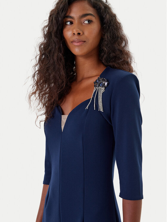 Rinascimento Rinascimento Večernja haljina CFC0125271003 Tamnoplava Slim Fit