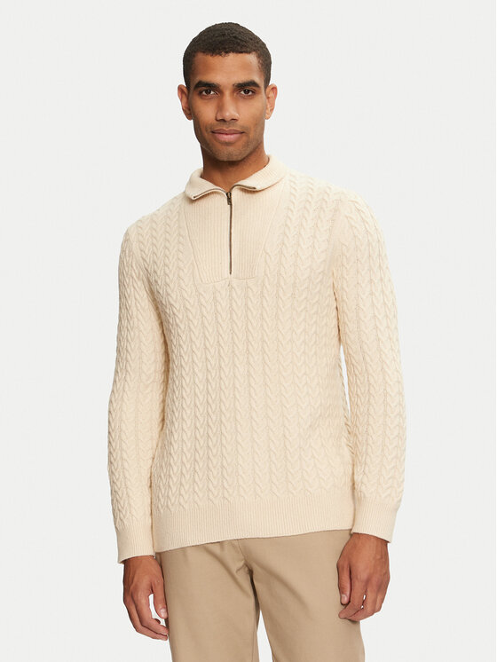 Wrangler Sveter 112357290 Écru Regular Fit