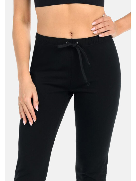 Teyli Teyli Półśpiochy Klasyczne damskie spodnie dresowe Ava Czarny Skinny Fit