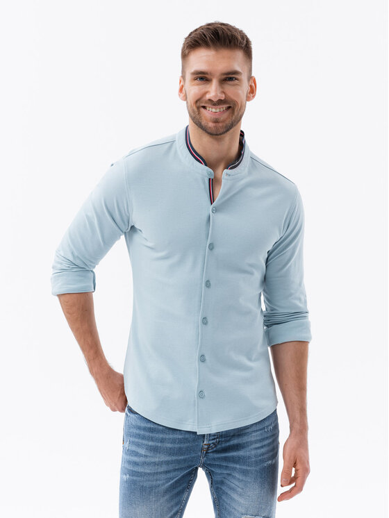 Ombre Ombre Košile K542 Modrá Slim Fit