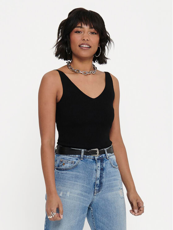 JDY JDY Топ Nanna 15180497 Чорний Slim Fit