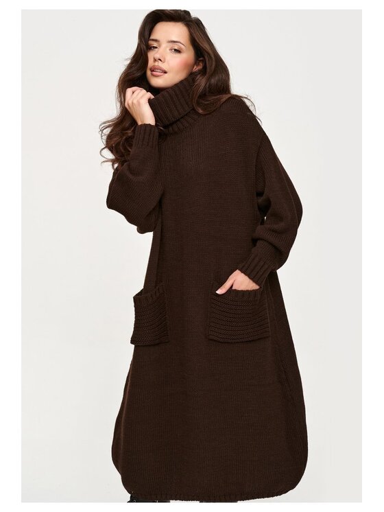 Makadamia Makadamia Sweter S178 Brązowy Loose Fit