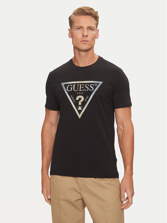 Guess T-krekls M4BI35 J1314 Melns Slim Fit