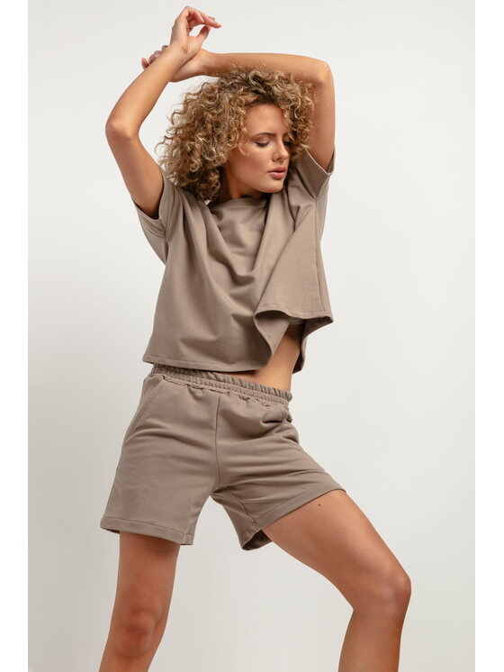 Tessita Tessita Bluza T386-6-L/XXL Brązowy Oversize