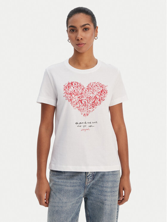 Desigual T-Shirt 26SWTK06 Biały Regular Fit
