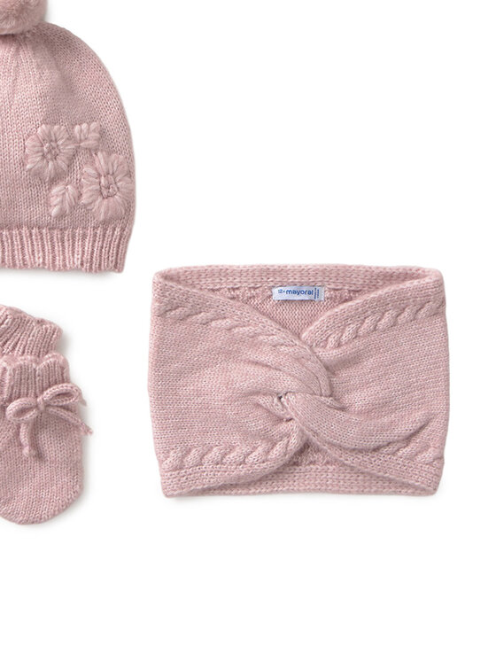 Mayoral Mayoral Set Mütze, Loop-Schal und Handschuhe 10019 Rosa
