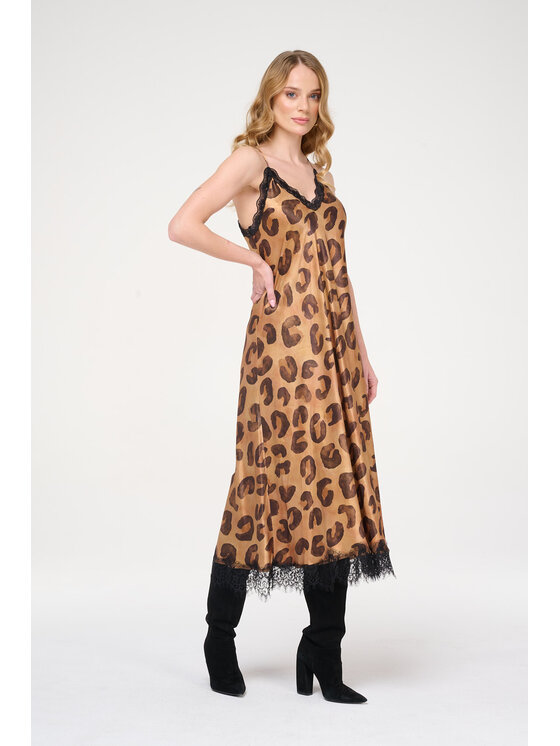 Castellani Castellani Sukienka codzienna Leopard Brązowy Regular Fit