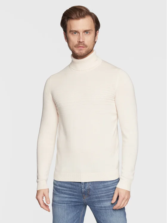 Hugo Rollkragenpullover Siso 50474822 Écru Slim Fit