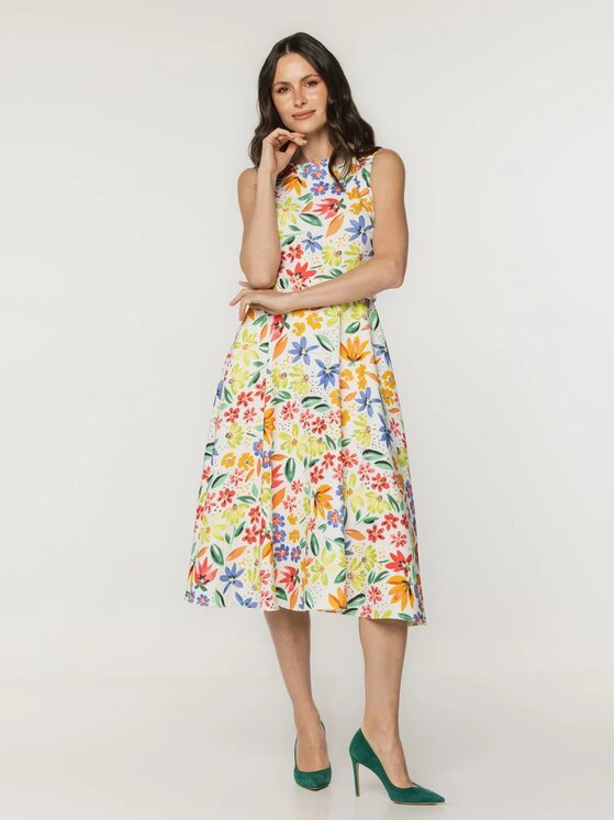 Willsoor Willsoor Sukienka koktajlowa 67983 Biały A-Line Fit