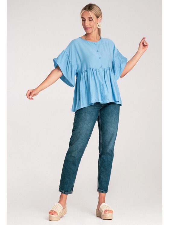 FIGL FIGL Blúzka M1211 Modrá Regular Fit