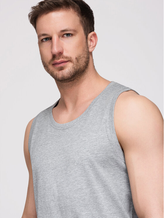 Ombre Ombre Tank top OM-TSBT-0272 Biały Regular Fit