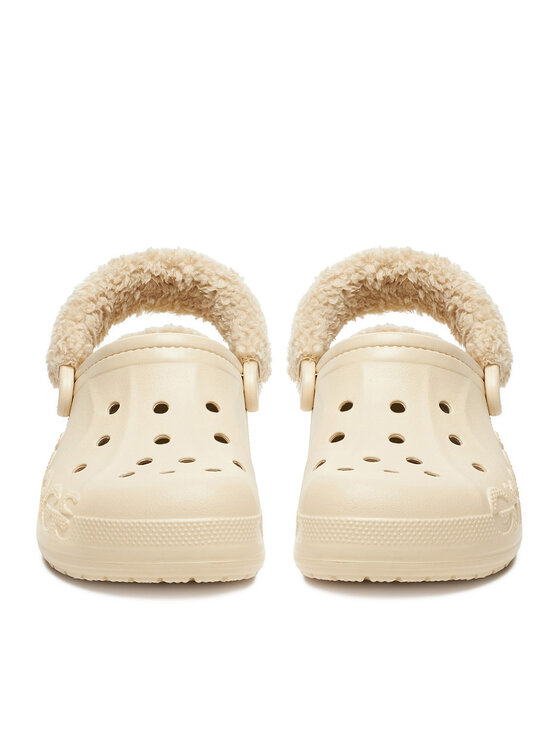 Crocs Crocs Чехли C-BAYA LINED FUZZ STRAP CLOG 206633-11S Бежов