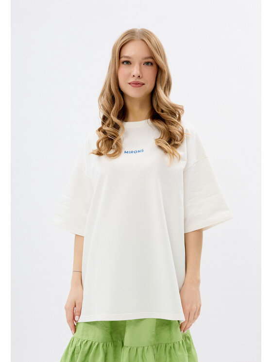 Mirons Mirons T-Shirt Print Biały Oversize