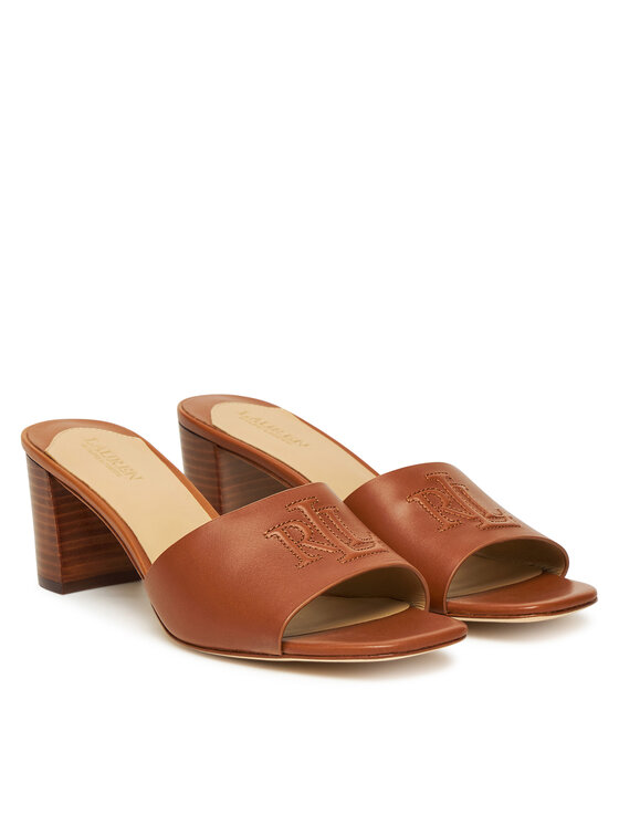 LAUREN RALPH LAUREN LAUREN RALPH LAUREN Natikači Everley Block-Heel 802974364002 Rjava