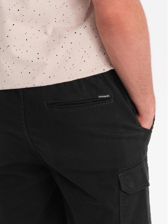 Ombre Ombre Szorty materiałowe OM-SRCG-0190 Czarny Regular Fit